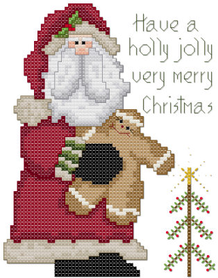 Have a holly jolly very merry Christmas Santa cross stitch pattern by Jennifer Creasey