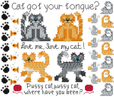 Cat cross stitch pattern by Jennifer Creasey