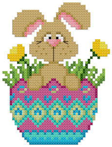 Easter egg bunny cross stitch pattern by Jennifer Creasey